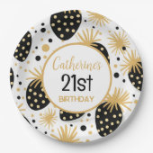 Black and Gold Strawberry Pattern Pappteller (Vorderseite)