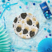 Black and Gold Strawberry Pattern Pappteller (Party)