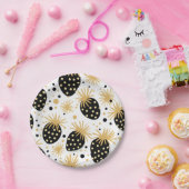 Black and Gold Strawberry Pattern Pappteller (Party)