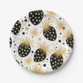 Black and Gold Strawberry Pattern Pappteller (Vorderseite)