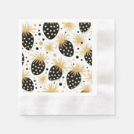 Black and Gold Strawberry Pattern Serviette