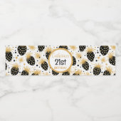 Black and Gold Strawberry Pattern Wasserflaschenetikett (Einzelnes Label)