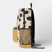 Black and Gold Strawberry Pattern With Name Bedruckter Rucksack (Rechts)