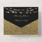Black and Gold String Lights Hochzeit All In One Einladung (Rückseite)