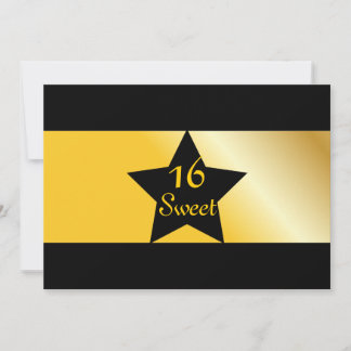 Black And Gold Sweet Sixteen Einladung Customize