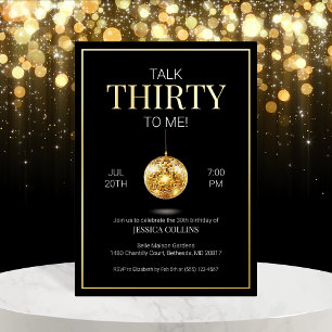 Black and Gold Talk 30 zu mir 30. Geburtstag Folieneinladung