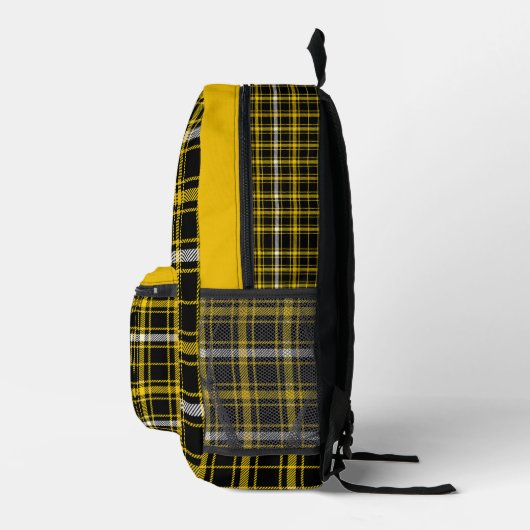 Black and gold Tartan Plaid Missouri Bedruckter Rucksack (Rechts)