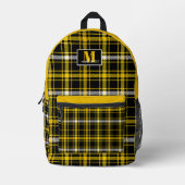 Black and gold Tartan Plaid Missouri Bedruckter Rucksack (Vorderseite)