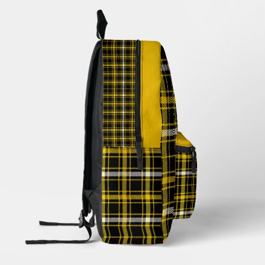 Black and gold Tartan Plaid Missouri Bedruckter Rucksack (Links)