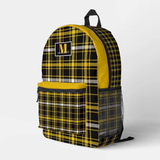 Black and gold  Tartan Plaid  Missouri  Bedruckter Rucksack (Rückseitige Ecke Rechts)