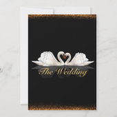 Black and Gold Themed mit Swans Wedding Einladung (Rückseite)