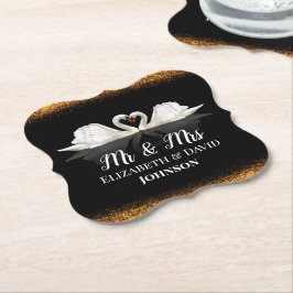 Black and Gold Themed mit Swans Wedding Untersetzer