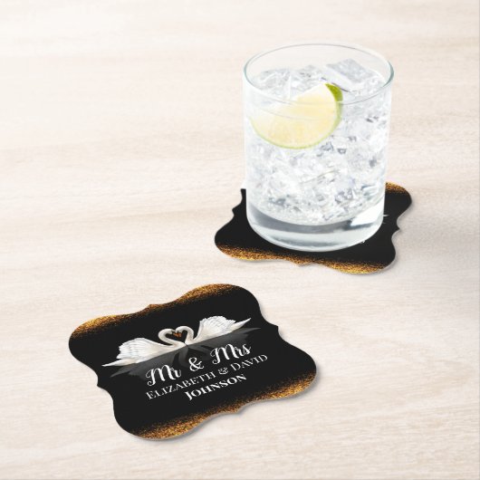 Black and Gold Themed mit Swans Wedding Untersetzer (Vor Ort)