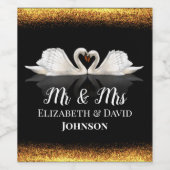 Black and Gold Themed mit Swans Wedding Weinetikett (Einzelnes Label)