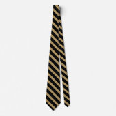 Black and Gold Thin University Strip Krawatte (Vorderseite)
