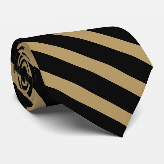 Black and Gold Thin University Strip Krawatte (Gerollt)