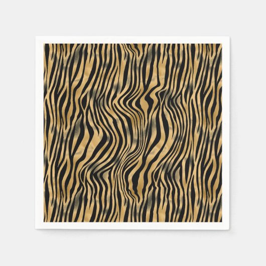 Black and Gold Tiger Strippapier Serviette (Vorderseite)