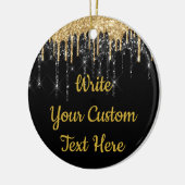 Black and Gold Tropfen Glitzer Jubiläum Geschenk Keramik Ornament (Links)