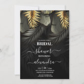 Black and Gold Tropical Destination Bridal Einladu Einladung (Vorderseite)