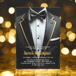 Black and Gold Tuxedo Geburtstagsveranstaltung Einladung<br><div class="desc">Feiern Sie stilvoll mit dieser Black and Gold Tuxedo Geburtstagsveranstaltung, die Eleganz und Eleganz ausstrahlt. Der schwarze Hintergrund und die glänzenden goldenen Akzente Set für eine luxuriöse Affäre, perfekt für ein Meilenstein-Fest. Mit seinem raffinierten, tuxedo-inspirierten Design, erweckt diese Einladung das Wesen eines eleganten Abends voller unvergesslicher Momente. Personalisieren Sie es...</div>