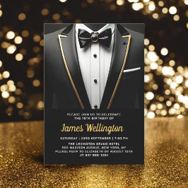 Black and Gold Tuxedo Geburtstagsveranstaltung Einladung