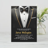 Black and Gold Tuxedo Geburtstagsveranstaltung Einladung (Stehend Vorderseite)