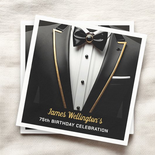 Black and Gold Tuxedo Geburtstagsveranstaltung Serviette