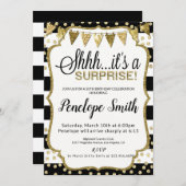 Black and Gold Überraschung Geburtstagsparty Einla Einladung (Vorne/Hinten)