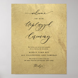 Black and Gold Unplugged Zeremonie Hochzeitszeiche Poster