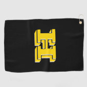 Black and Gold Varsity Letter Golf Towel Golfhandtuch (Horizontal)