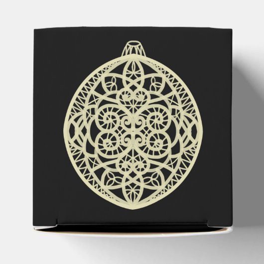 Black and Gold Verziert Bauble Frohe Weihnachten Geschenkschachtel (Oben)