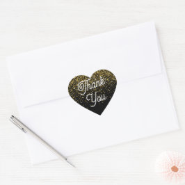 Black and Gold Vielen Dank Confetti Geschenk Herz-Aufkleber