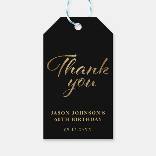 Black and Gold Vielen Dank Geschenkanhänger (Vorderseite)