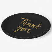 Black and Gold Vielen Dank Pappteller (Schrägansicht)