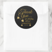 Black and Gold Vielen Dank Typografy Gastgeschenk Runder Aufkleber (Tasche)