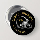 Black and Gold Vintag Football Helmet Individuelle Button (Vorne & Hinten)