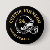 Black and Gold Vintag Football Helmet Individuelle Button (Vorderseite)