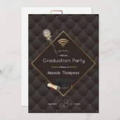 Black and Gold Virtual Graduation Party Foto Einladung (Vorne/Hinten)
