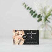 Black and Gold Visitenkarte für den Nagelsalon (Stehend Vorderseite)