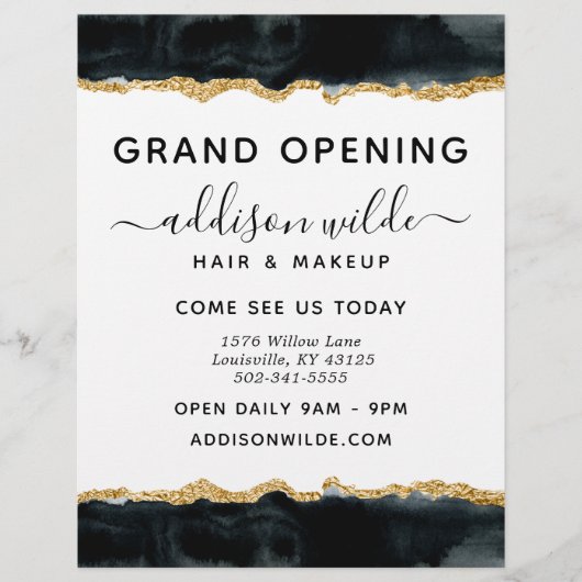 Black and Gold Watercolor Business Flyer (Vorne)