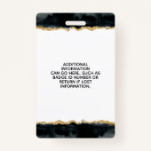 Black and Gold Watercolor Business-ID Ausweis (Rückseite)