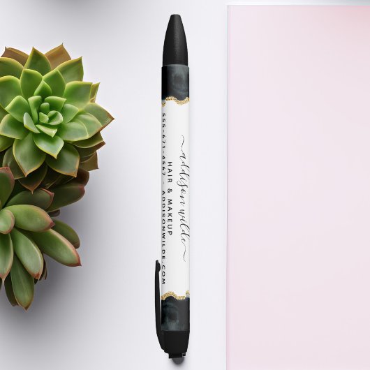 Black and Gold Watercolor Business Kugelschreiber