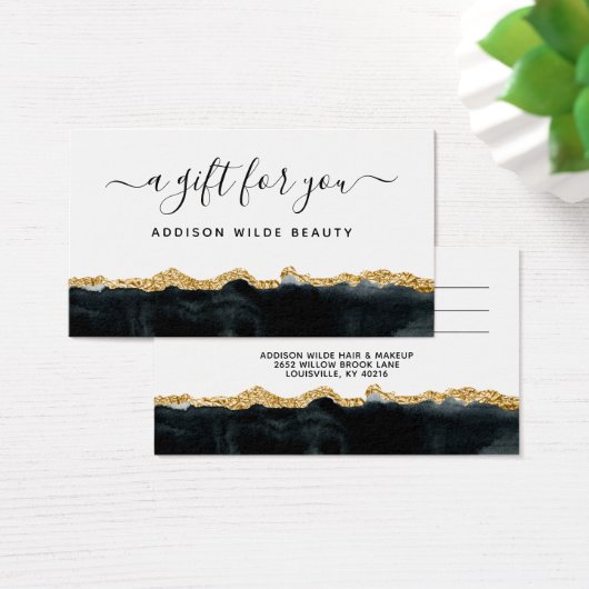 Black and Gold Watercolor Geschenkkarte (Schreibtisch)