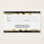 Black and Gold Watercolor Geschenkkarte (Rückseite)