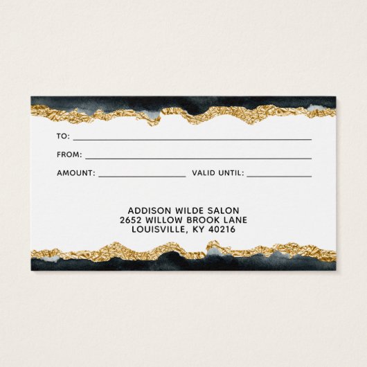 Black and Gold Watercolor Geschenkkarte (Rückseite)