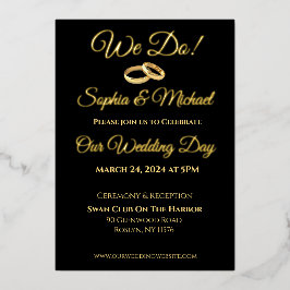 Black and Gold-We Do! Wedding Rings- Folien Feiertagskarte
