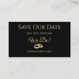 Black and Gold-We Do-Wedding Rings-Save the Date Visitenkarte
