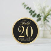 Black and Gold Wedcle Tischnummer Card (Stehend Vorderseite)