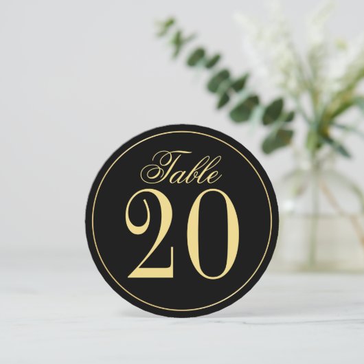 Black and Gold Wedcle Tischnummer Card (Stehend Vorderseite)