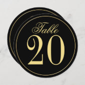 Black and Gold Wedcle Tischnummer Card (Vorne/Hinten)